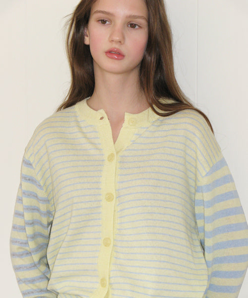 TRIPLE STRIPE HARMONY KNIT CARDIGAN SKY YELLOW
