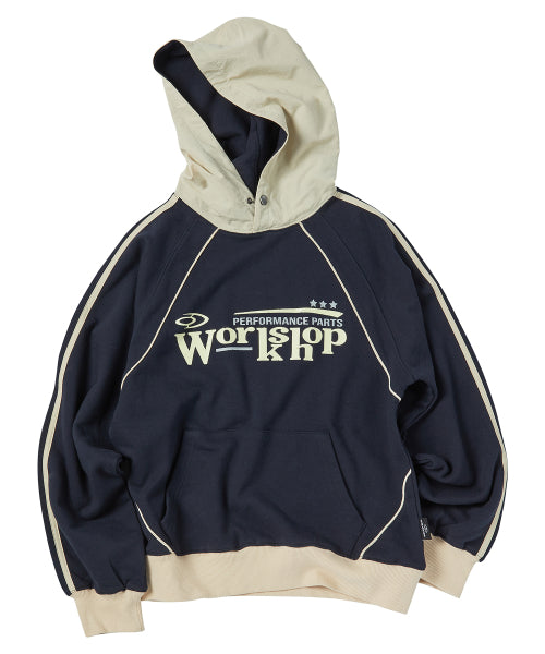 TRAVEL Workshop Line Raglan Nylon Mix Hoodie Navy - Size & Review | Musinsa