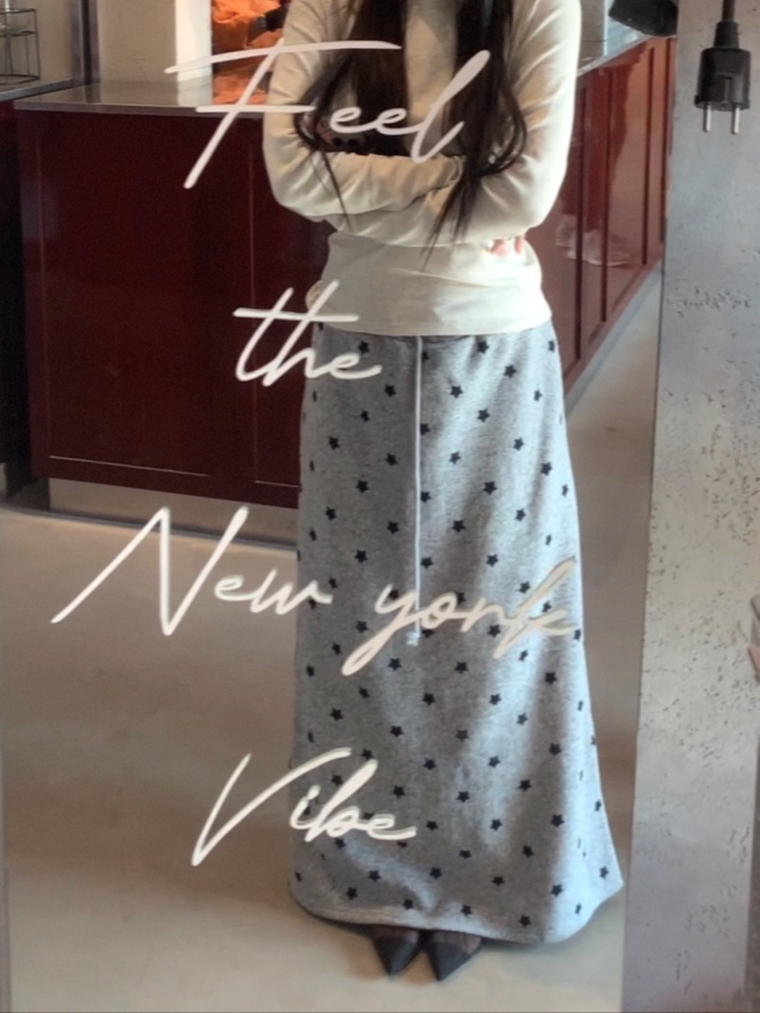 Tmilk Star Napping Banding Long Skirt High-Quality Star Skirt H-line