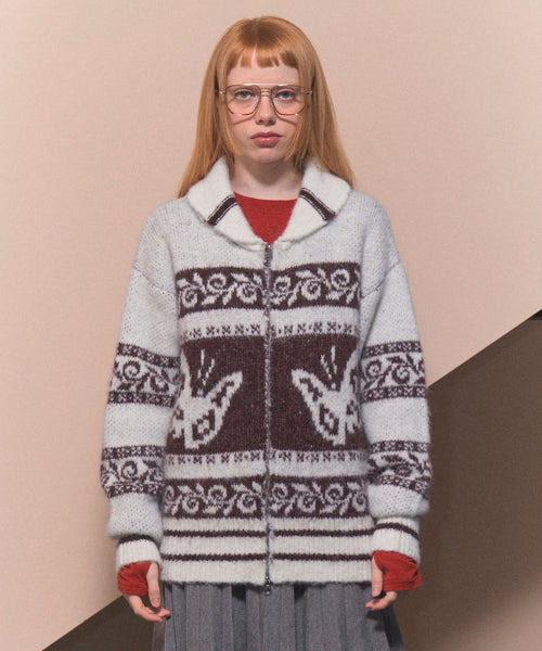 Pepe Cowichan Knit Zip-Up (IVORY)_F24ZA960