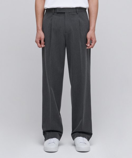 Wide Hidden Banding Slacks [Medium Gray]