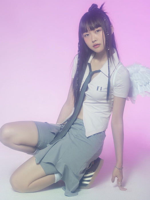 ニューアルリンエンブレム半袖シャツトップ