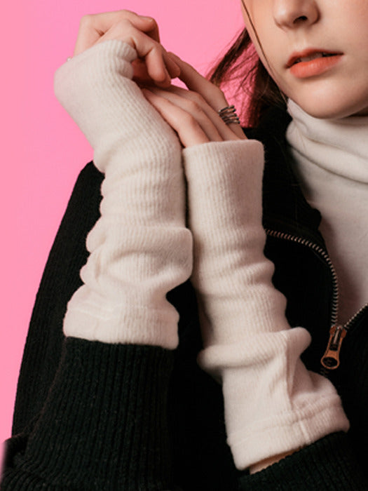 [Heavy Fleece ver.] Knit Hand Warmer (IVORY) Fall Winter Gloves ver.