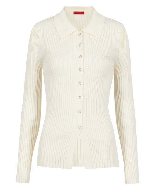 Slit Ribbed Knit-Ivory