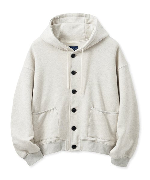Heavy Cotton Oversized Hooded Button Zip-Up [Oatmeal]