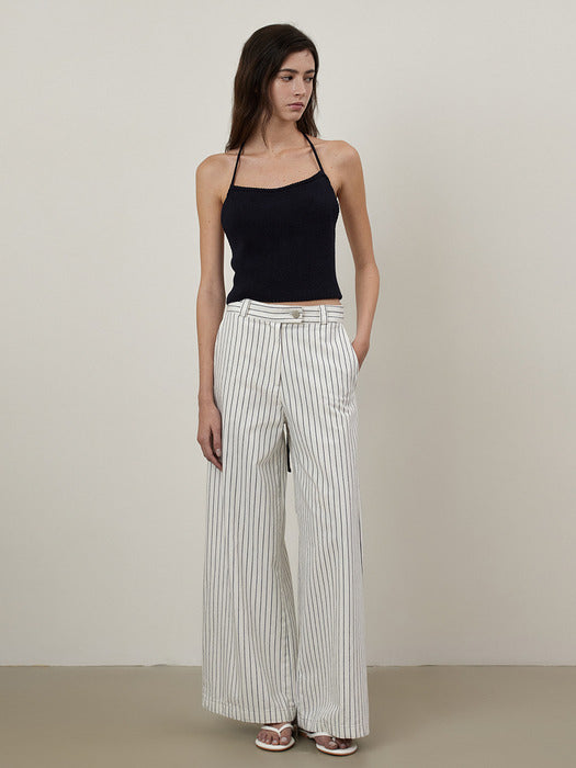 Indigo Striped Fantarong Boot-cut Wide Pants