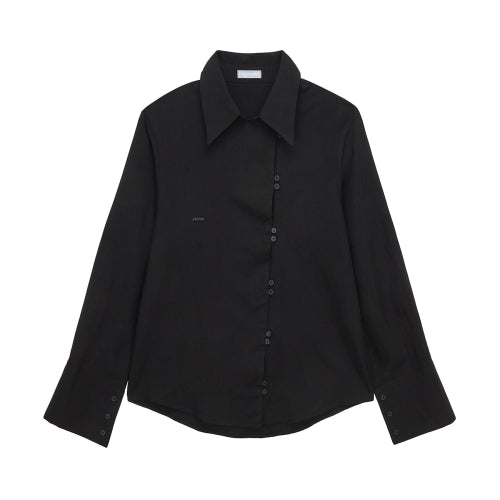 Diagonal Button-Up Shirt (Black)