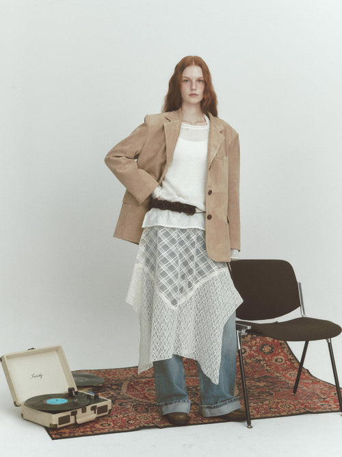 STITCH SUEDE JACKET (BEIGE)
