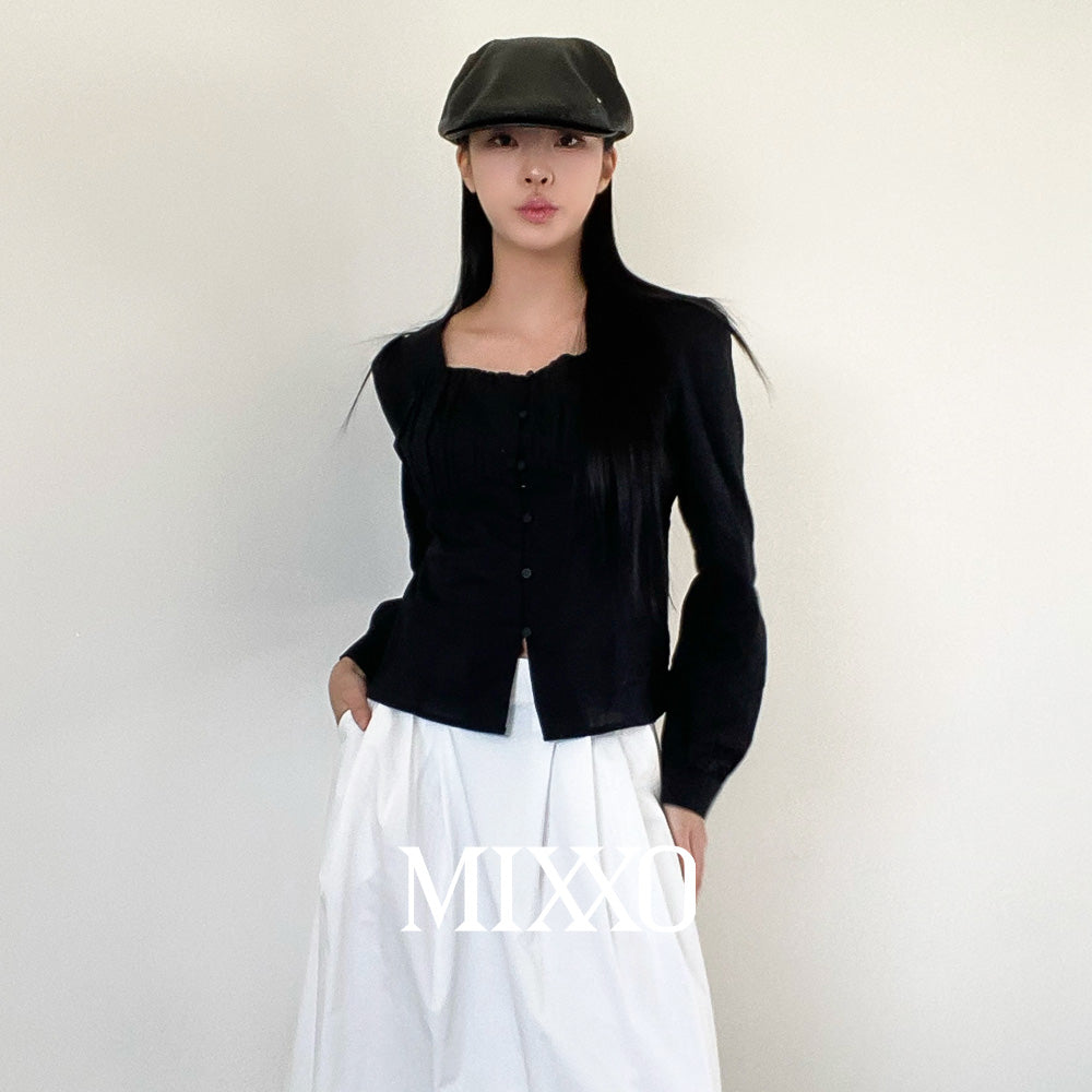 Missso [Ji Hyun-seo PICK/Cumpled-Up 4,000 cc🏆/JikJack Only🎀] Square Neck Pebble Blouse_MIWBLF414G