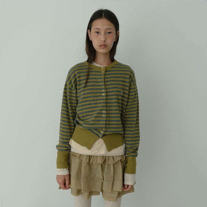 [29CM 단독]ST cashmere wool button cardigan _ Gold Green
