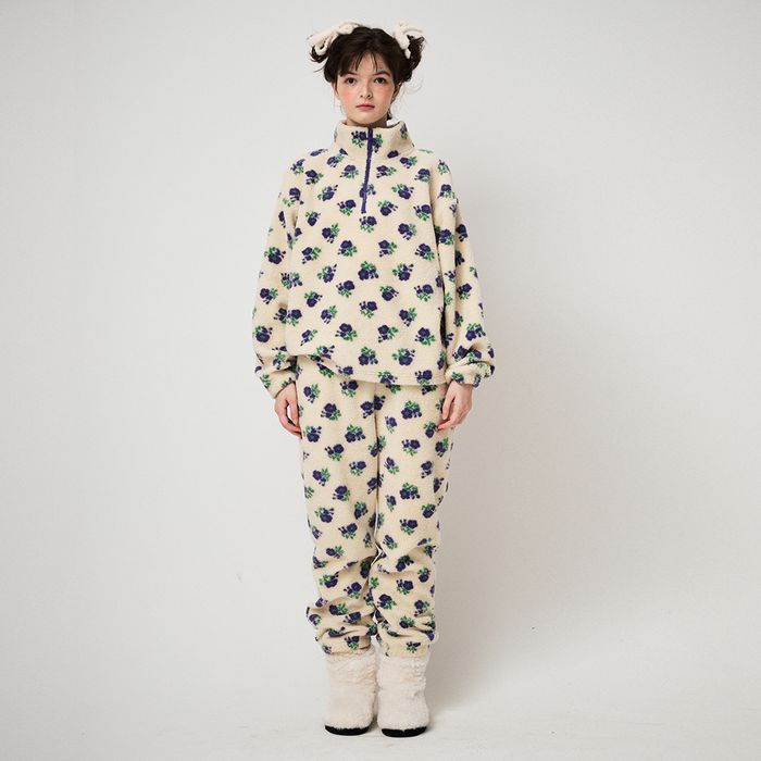 FLEECE BANDING JOGGER PANTS, FLORAL