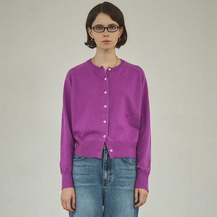KN4252 Wool Round Cardigan_Purple