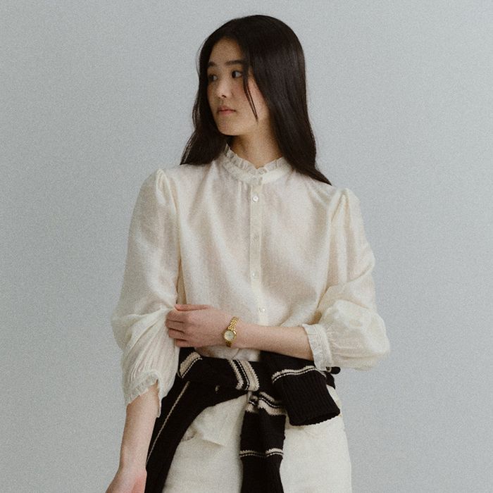 [2nd Re-order]BASIL FRILL BLOUSE (IVORY)
