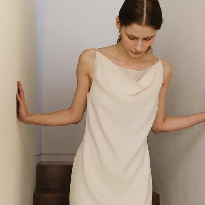 Draped Camisole Dress Raw-White