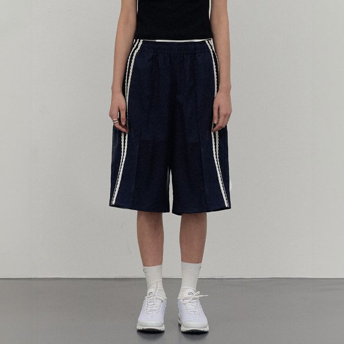 Wool Blend Bermuda Track Pants 539 (Navy)