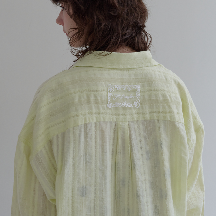 Eyelet Overfit Shirts, Yellow