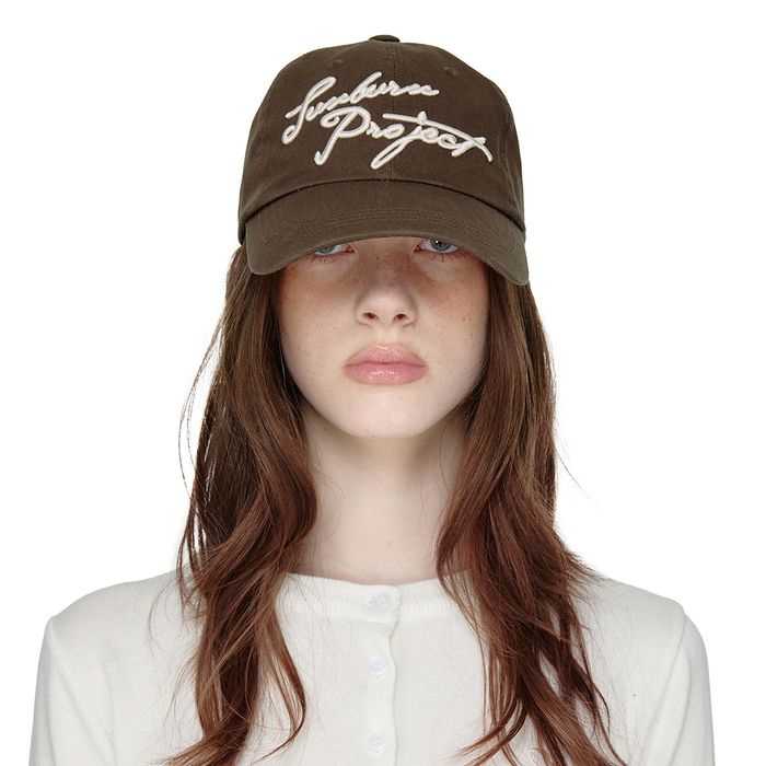 Sunburn Lettering Logo Cap, BROWN