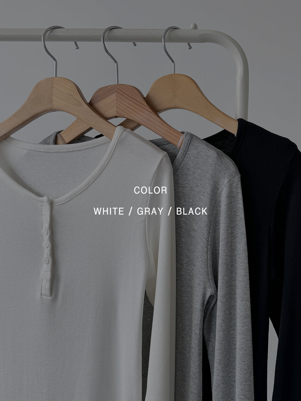 Dermonard [Same-day shipment/3C/2000-cap breakthrough] Soft ribbed button long sleeve tee