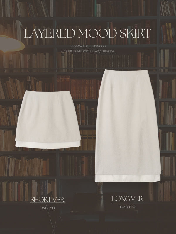 Slow & [Same-day Departure 🚚] #SLOWMADE. Carmen Layer Skirt - 2 colors (short or long selectable)