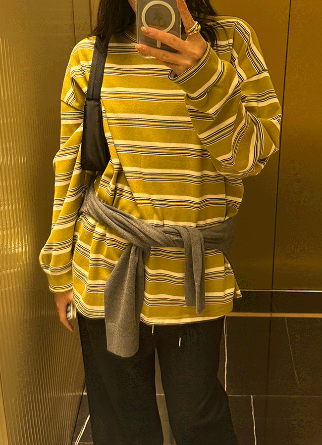 유이니 Olive stripe top (3color)