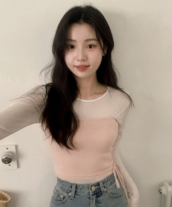 Shopperland [Spring] Sunshine Ribbon Knit Top Bustier (3 colors)