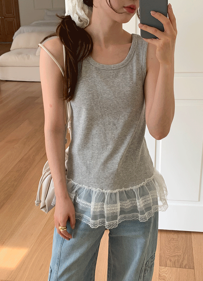 유이니 [레이어드] French frill sleeveless (2color)