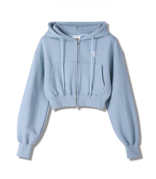 AV LOGO CROP HOOD ZIP-UP SKY BLUE