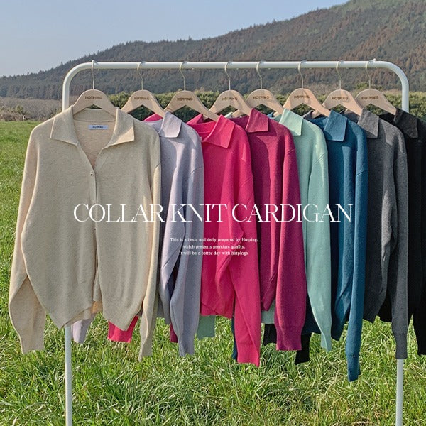 Hotpings [15,000 units sold/Color added💗] [Wool Knit/10 Colors] [MADE] Dimetsu Collar Neck Wool Knit Cardigan (44–110) (New-Interseasonal Look-Plus Size Cardigan-Wool Cardigan-Winter-Style Cover-Arab Cover-Knit Cardigan-Long-Sleeved Knit Cardigan)