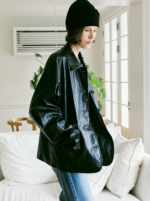 A FAUX LEATHER JACKET_BLACK