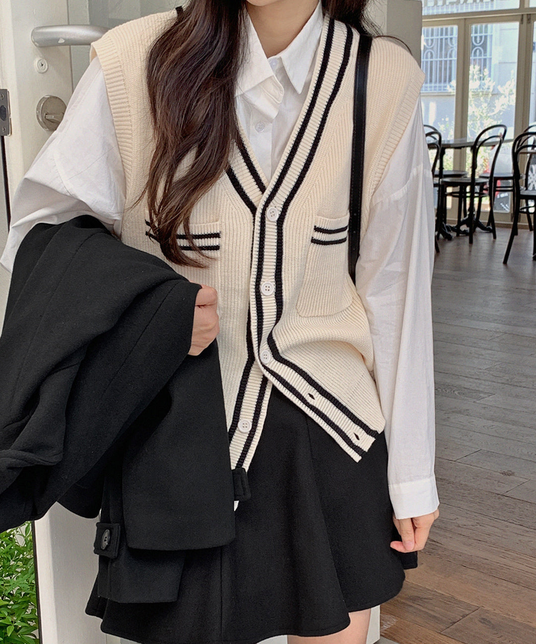 Hotping [MADE] Webillo Coloring Pocket Knitwear Vest Cardigan (44–110)