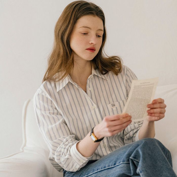 Prestiage stripe cotton shirt_Ivory
