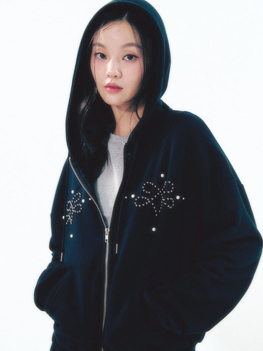 [3rd restock] Pearl Hoodie Zip-Up Black