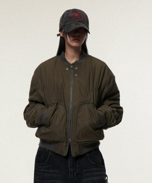 Circle Shirring Logo Ma-1 Khaki