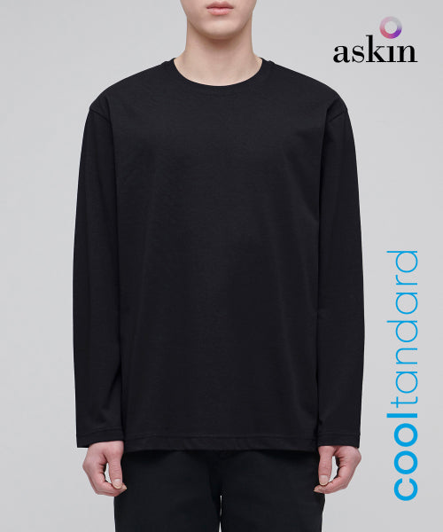 [Cool Standard] Crew Neck Long Sleeve T-Shirt [Black]