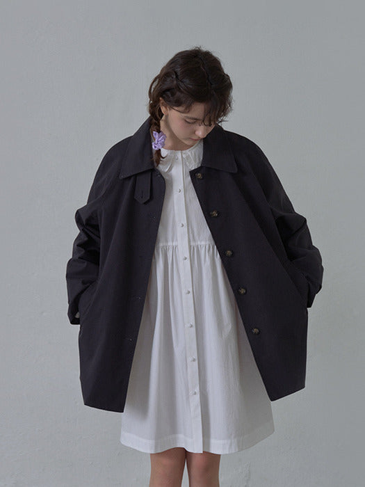 Balkan Half Trench Coat_Dark Navy