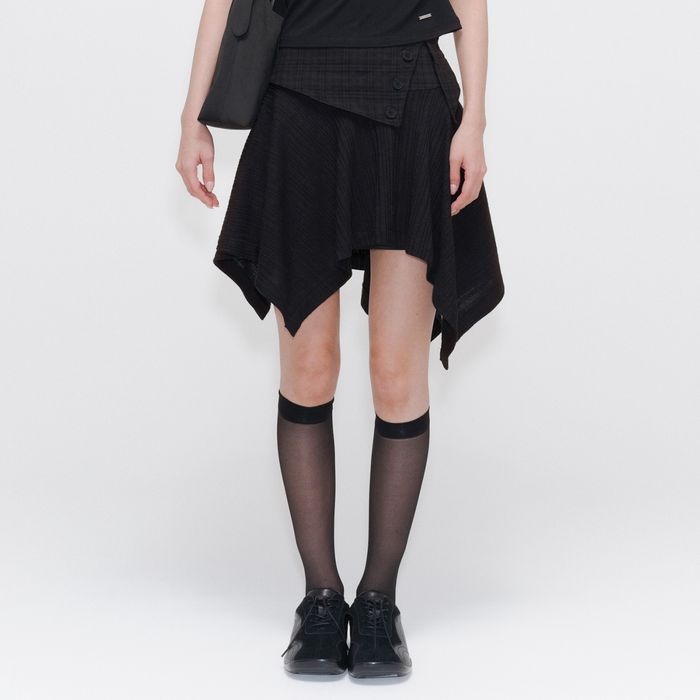 Unbalanced flow mini skirt BLACK
