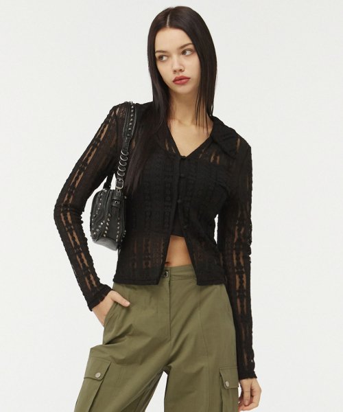 Collar Lace Cardigan_BLACK