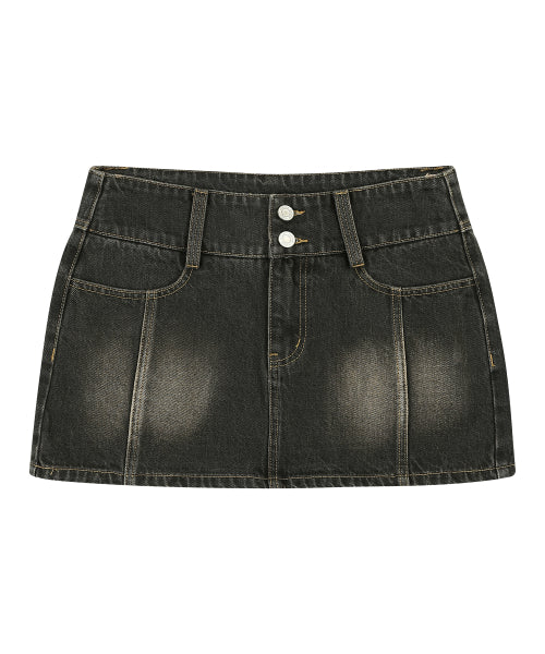 Vintage Denim Mini Skirt [CHARCOAL]