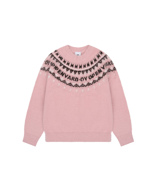 NORDIC LOGO HAIRY KNIT - PINK