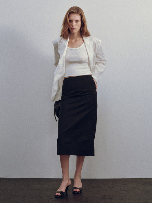 Stitch h-line maxi skirt (Black)