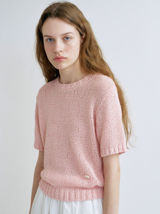 S Hand Stitch Summer Slub Knit_Mix Pink
