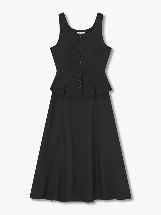 Poly Sleeveless Set-up Two-Piece RF14107012_Black