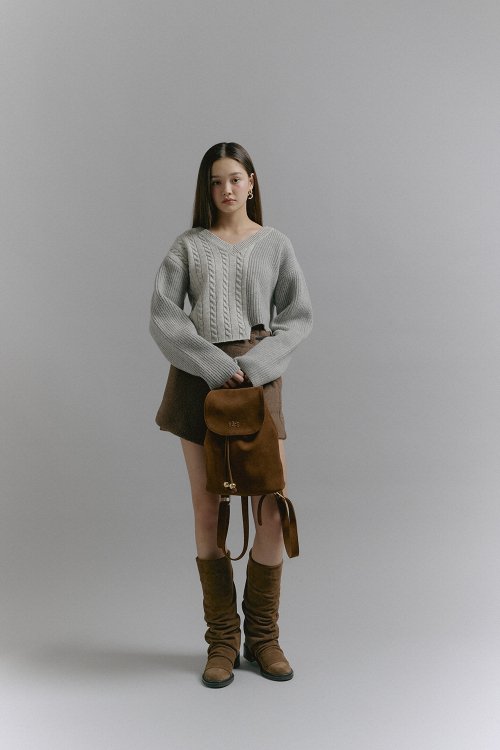 Suede Gold Ball Suede Backpack [Brown]