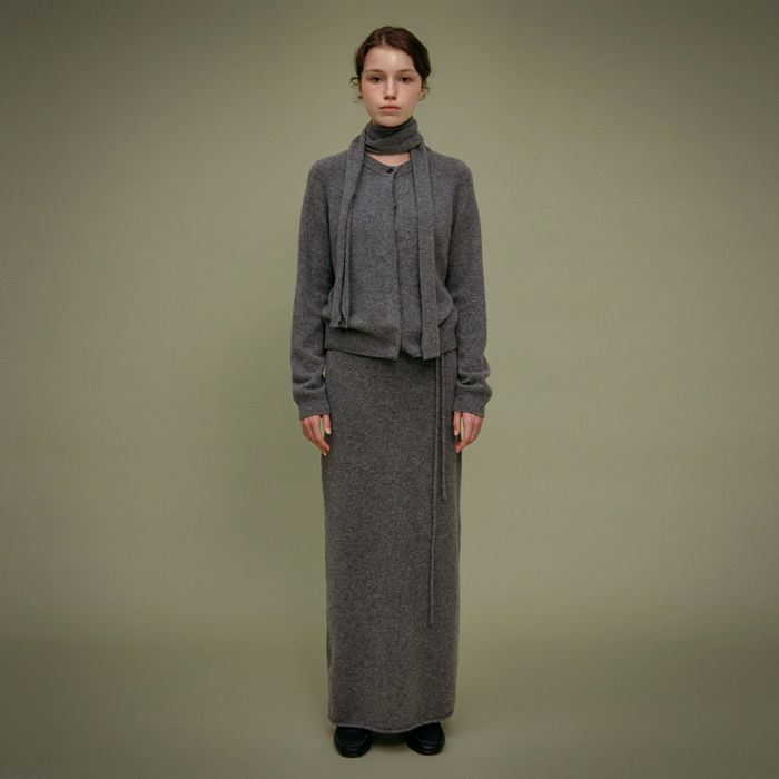 MERINO WOOL BLEND STRING KNIT SKIRT