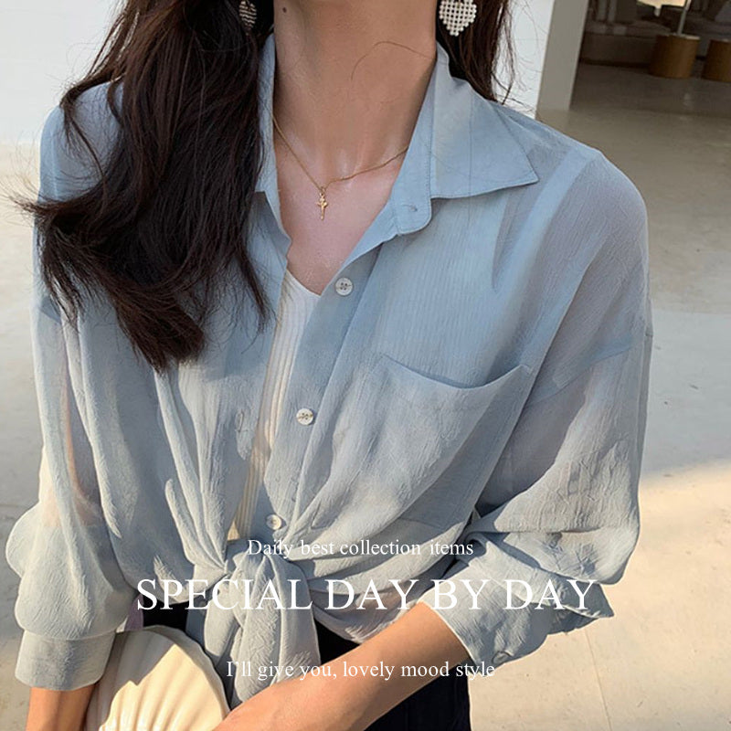 Daily Nine [Free Shipping] DN9NE Women's Daily Thin and Delicate Shirt Shirt Blouse Summer Short-Sleeved