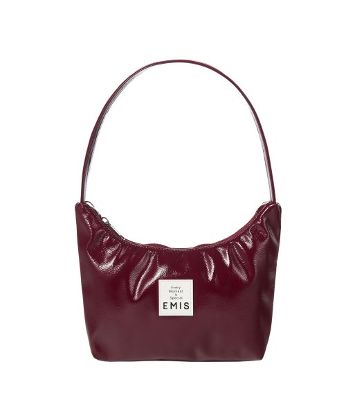 Enamel Hobo Bag-Burgundy