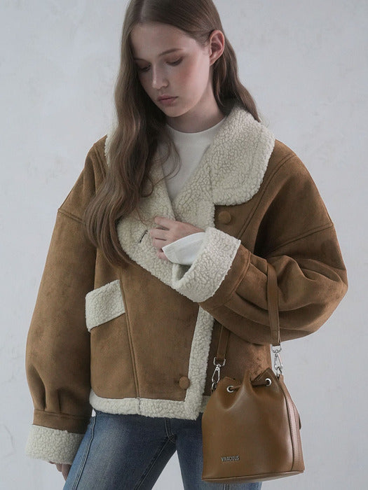 Eco Fur Suede Jacket CAMEL