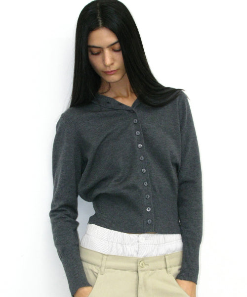 PWC Hooded Button-Up Cardigan_Charcoal Melange