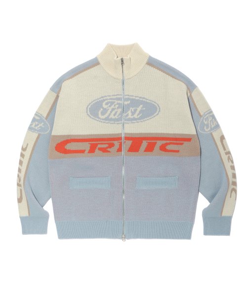 RACING ZIP-UP KNIT SKY BLUE