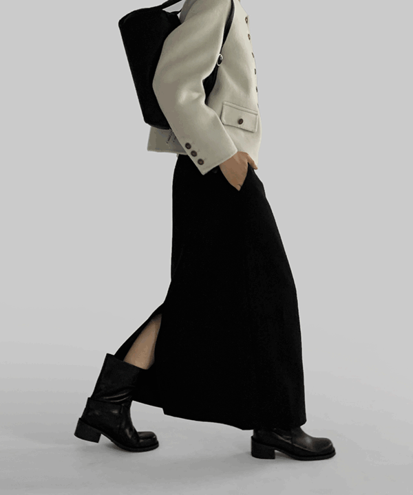 Manic [Free Delivery] Ellen A-line Simple Long Skirt (Belt SET/Spring New Product)